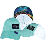 Beach - 6 Panel - Shallow Fit - Pony Tail - Teal / White - Laser Mesh (Unisex)