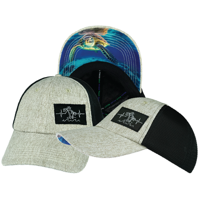 Beach - 6 Panel - Unstructured - Gray Tan Hemp / Black - Soft Trucker Mesh (Unisex)
