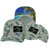Beach - 5 Panel - Structured - Soft Gray Camo - Laser Mesh (Unisex)