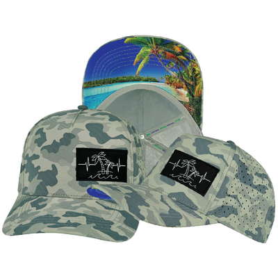 Beach - 5 Panel - Structured - Soft Gray Camo - Laser Mesh (Unisex)