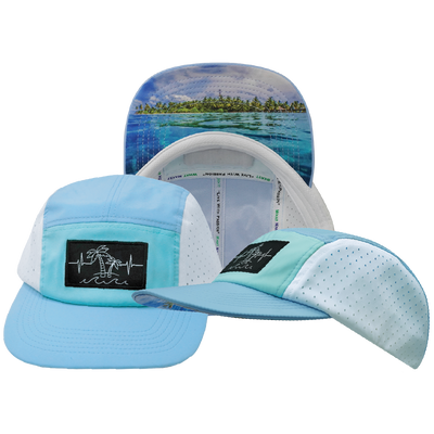 Beach - 5 Panel - Sporty - Unstructured - Baby Blue / Mint / White - Laser Mesh (Unisex)