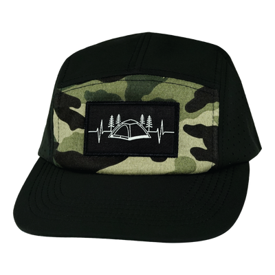 Camping - 5 Panel - Sporty - Unstructured - Black / Green Camo - Laser Mesh(Unisex)