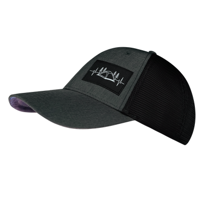 Camping - 6 Panel - Shallow Fit - Slate Gray / Black  - Soft Trucker Mesh (Unisex)