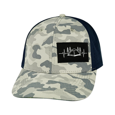 Camping - 6 Panel - Soft Gray Camo / Navy - Laser Mesh (Unisex)
