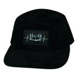 Camping - 5 Panel - Unstructured - Corduroy - Black  - Full Fabric (Unisex)