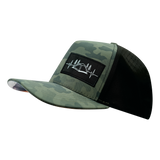Camping - 5 Panel - Structured - Teal Camo / Black - Laser Mesh (Unisex)