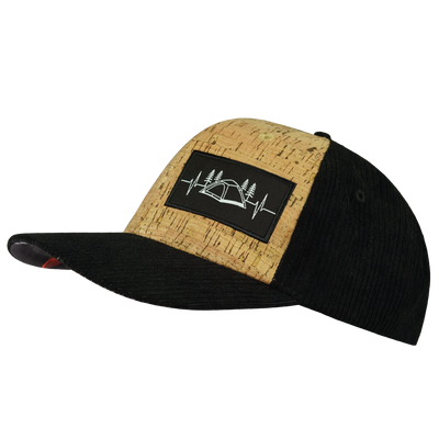 Camping - 6 Panel - Cork - Corduroy - Black - Fabric Back (Unisex)