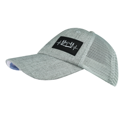 Camping - 6 Panel - Shallow Fit - Unstructured - Heather Gray / Gray  - Soft Trucker Mesh (Unisex)