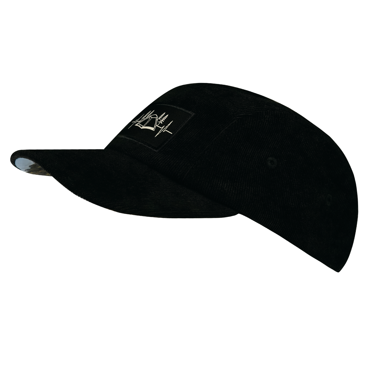 Camping - 5 Panel - Unstructured - Corduroy - Black  - Full Fabric (Unisex)