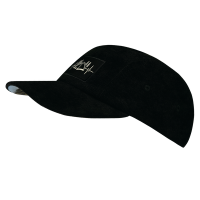 Camping - 5 Panel - Unstructured - Corduroy - Black - Fabric Back (Unisex)
