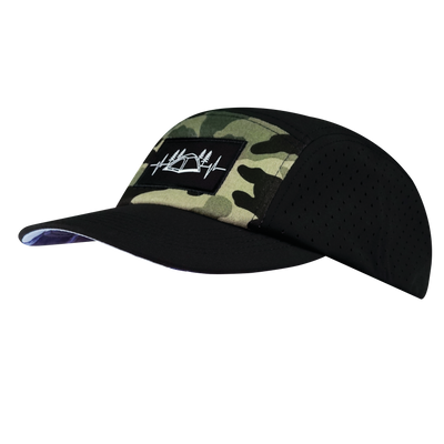 Camping - 5 Panel - Sporty - Unstructured - Black / Green Camo - Laser Mesh(Unisex)