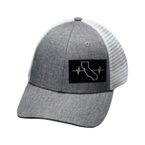 California - 6 Panel - Shallow Fit - Heather Gray / White - Trucker Mesh (Unisex)