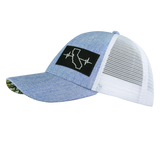 California - 6 Panel - Shallow Fit - Blue / White - Trucker Mesh (Unisex)