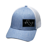California - 6 Panel - Shallow Fit - Blue / White - Trucker Mesh (Unisex)