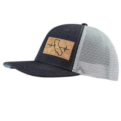 California - 6 Panel - Charcoal / Gray - Trucker Mesh (Unisex)