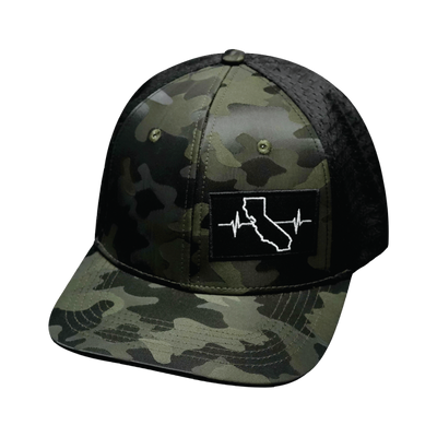 California - 6 Panel - Green Camo / Black - Jersey Mesh (Unisex)