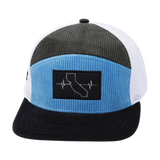 California - 7 Panel - Corduroy - Charcoal / Light Blue / White - Jersey Mesh (Unisex)