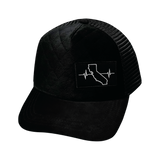 California - 5 Panel - Quilted - Black - Trucker Mesh (Unisex)