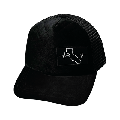 California - 5 Panel - Quilted - Black - Trucker Mesh (Unisex)