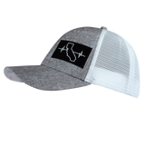 California - 6 Panel - Shallow Fit - Heather Gray / White - Trucker Mesh (Unisex)
