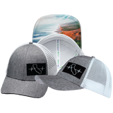 California - 6 Panel - Shallow Fit - Heather Gray / White - Trucker Mesh (Unisex)