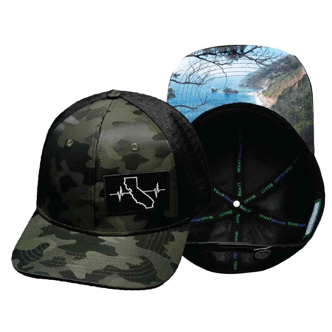 California - 6 Panel - Green Camo / Black (Unisex)