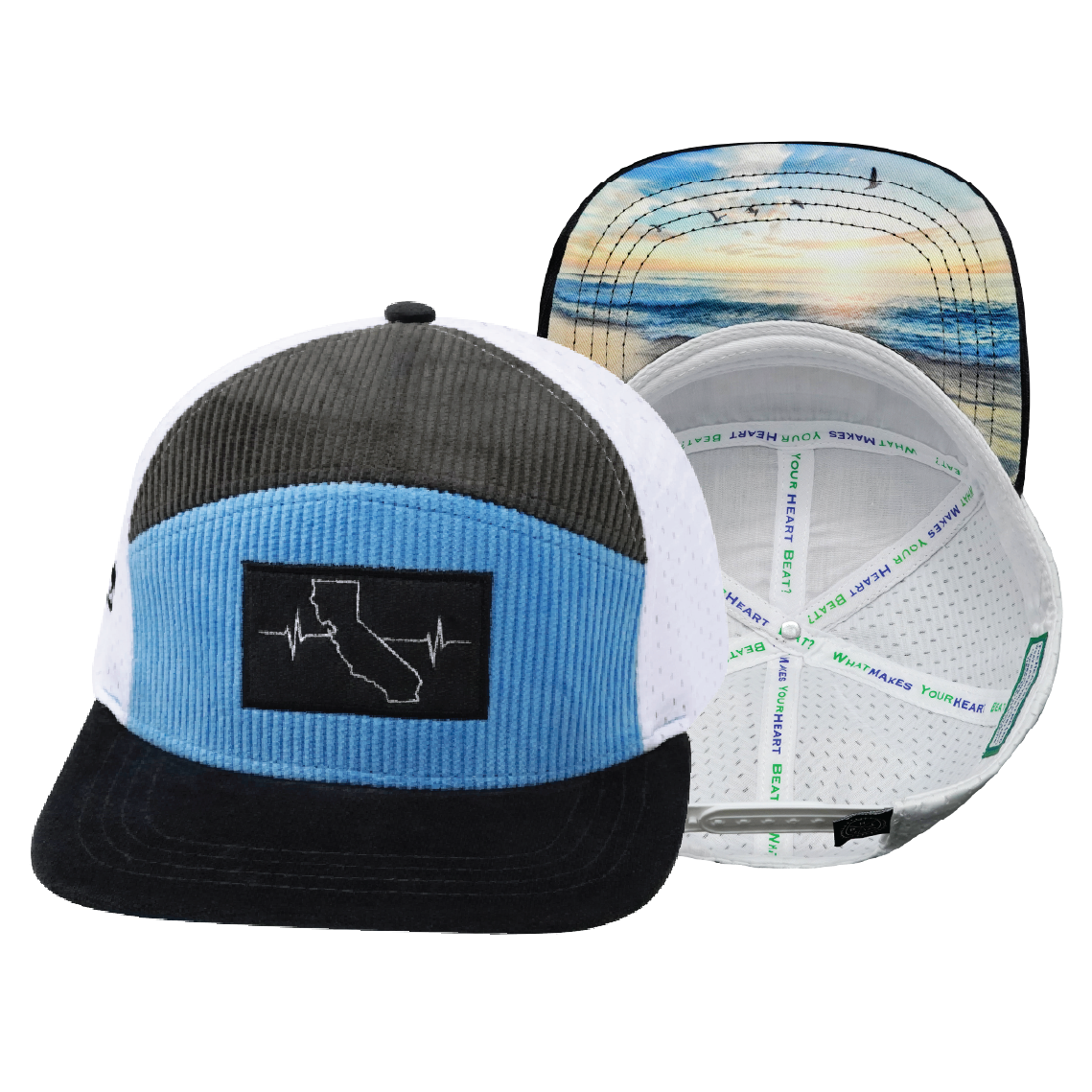 California - 7 Panel - Corduroy - Charcoal / Light Blue / White (Unisex)