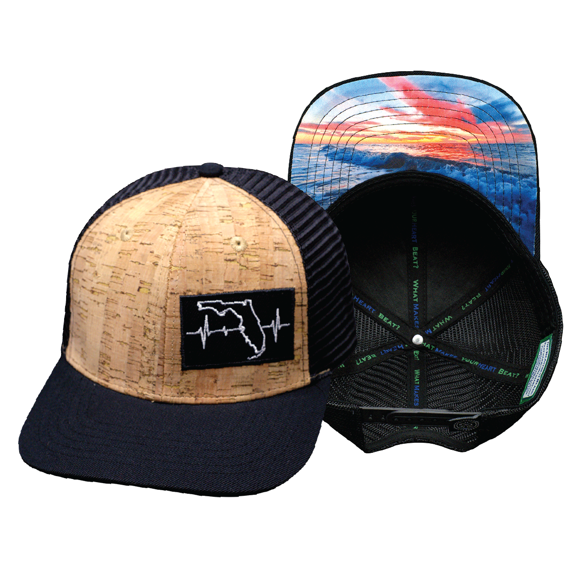 Florida - 6 Panel - Cork - Black - Trucker Mesh (Unisex)