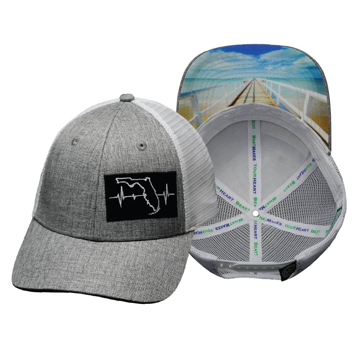 Florida - 6 Panel - Shallow Fit - Heather Gray / White (Unisex)