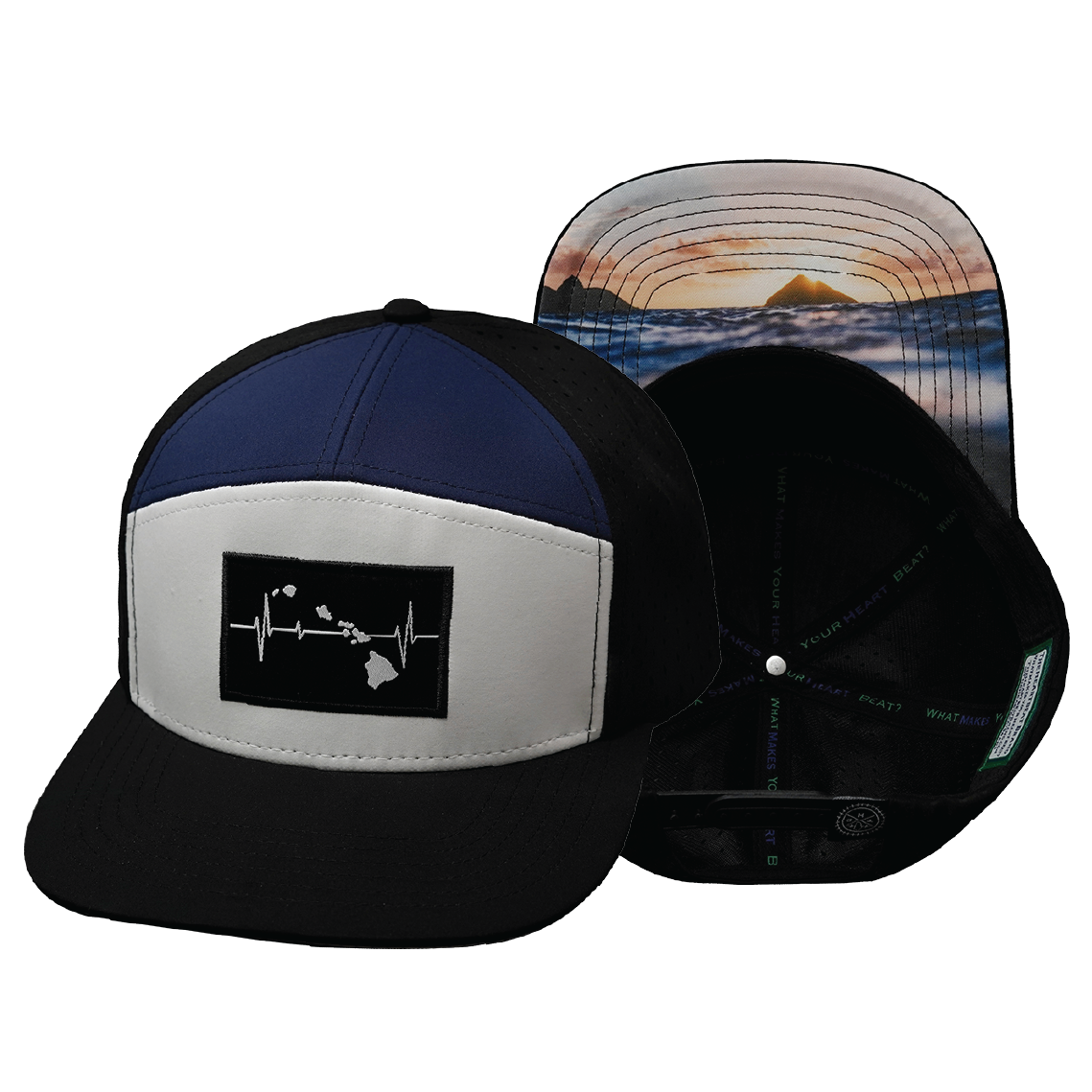 Hawaii - 7 Panel - Black / White / Navy (Unisex)