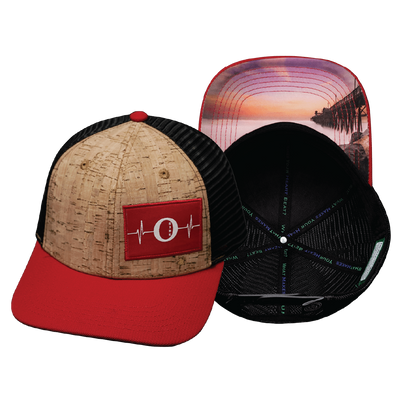 Oceanside "Oside" - 6 Panel - Cork - Red / Black - Trucker Mesh (Unisex)