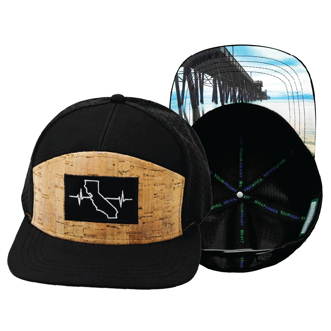 California - 7 Panel - Cork - Black (Unisex)