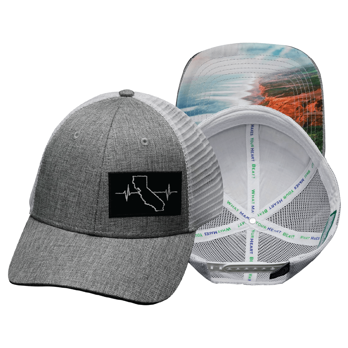 California - 6 Panel - Shallow Fit - Heather Gray / White (Unisex)