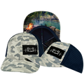 Camping - 6 Panel - Soft Gray Camo / Navy - Laser Mesh (Unisex)
