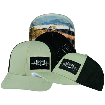 Camping - 6 Panel - Sage / Black - Laser Mesh (Unisex)