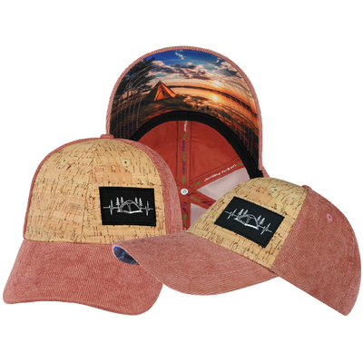 Camping - 6 Panel - Shallow Fit - Cork - Corduroy - Peach - Fabric Back (Unisex)