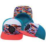 THB - 7 Panel - Party Blocks - Neon Peach / White / Neon Blue - Laser Mesh (Unisex)