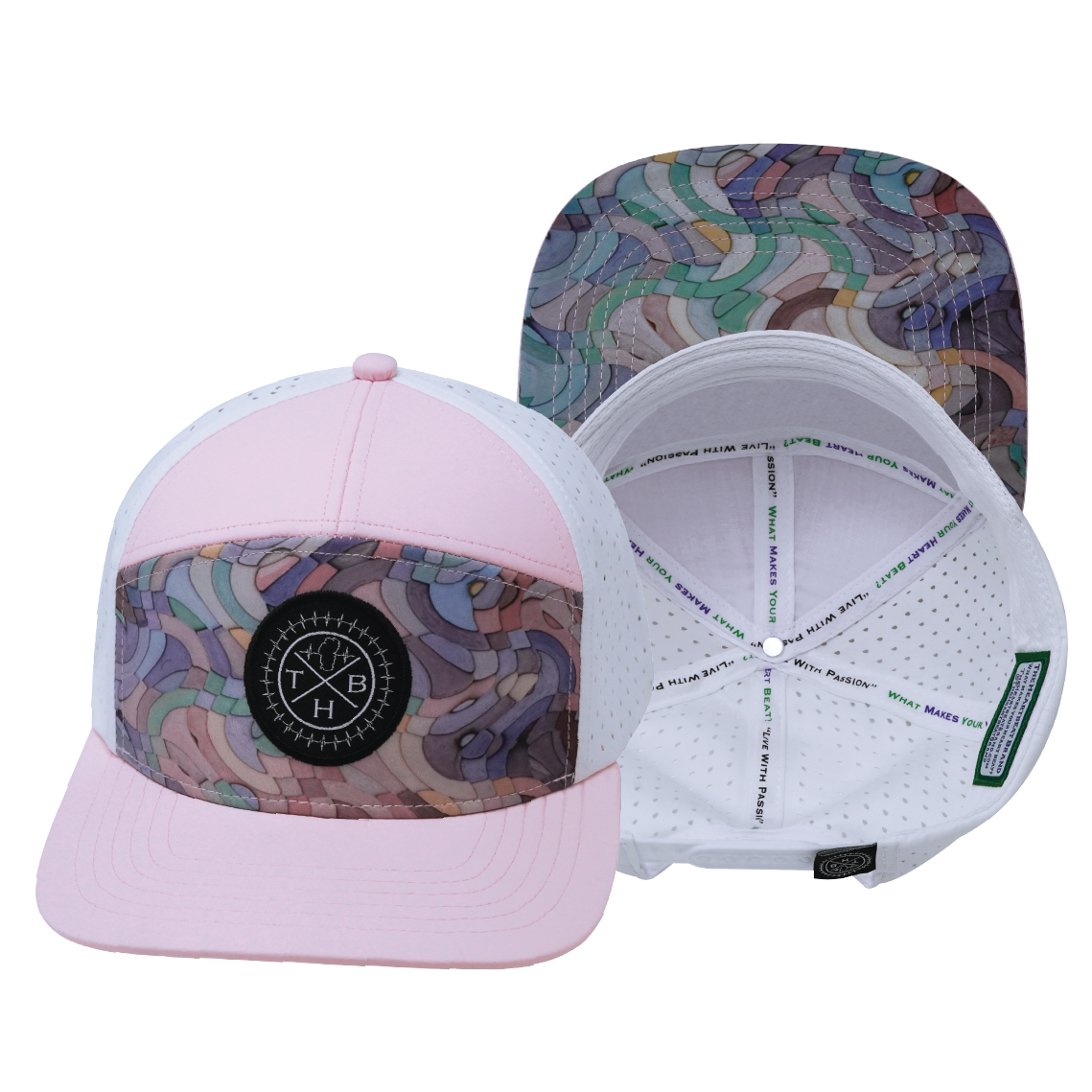 THB - 7 Panel - Mosaic Curves - Light Pink / White (Unisex)