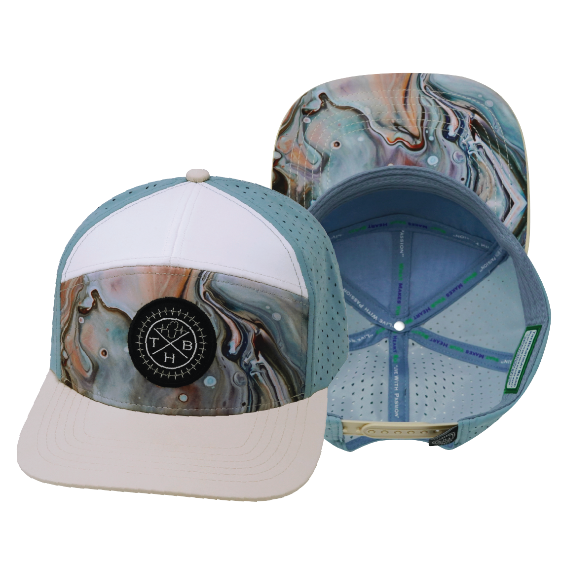 THB - 7 Panel - Marble Earth - Cream / White / Light Blue (Unisex)