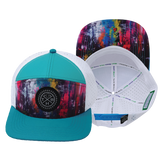 **YOUTH** THB  - 7 Panel - Street Art - Neon Blue / Neon Green Blue / White - Laser Mesh (Unisex)