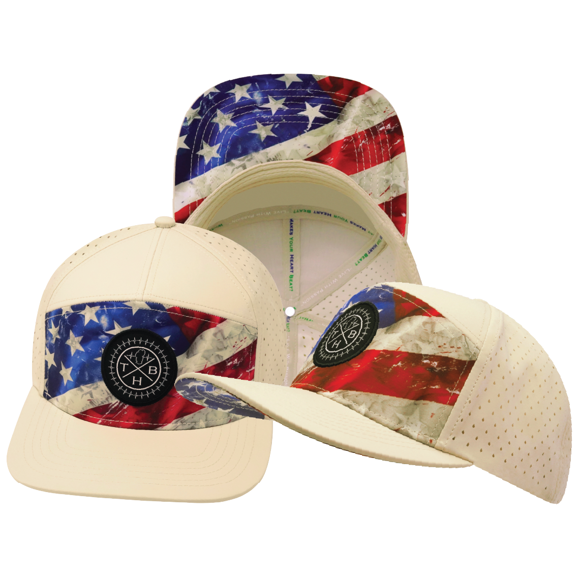 **YOUTH** THB  - 7 Panel - Rugged Flag - Cream - Laser Mesh (Unisex)