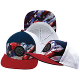**YOUTH** THB  - 7 Panel - Geo Flag - Dark Red / Navy / White - Laser Mesh (Unisex)