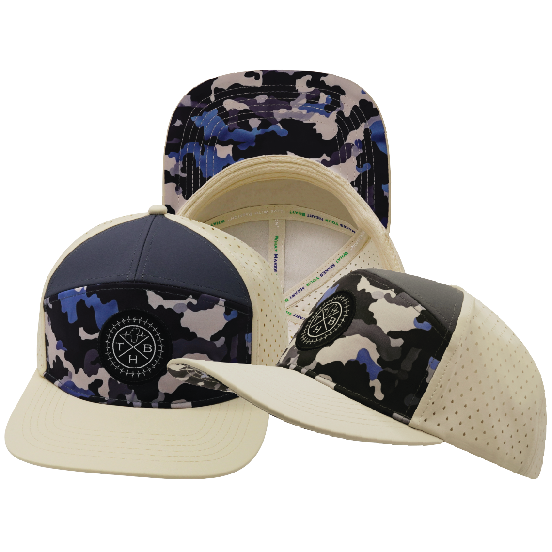 **YOUTH** THB  - 7 Panel - Dusk Camo - Cream / Charcoal - Laser Mesh (Unisex)