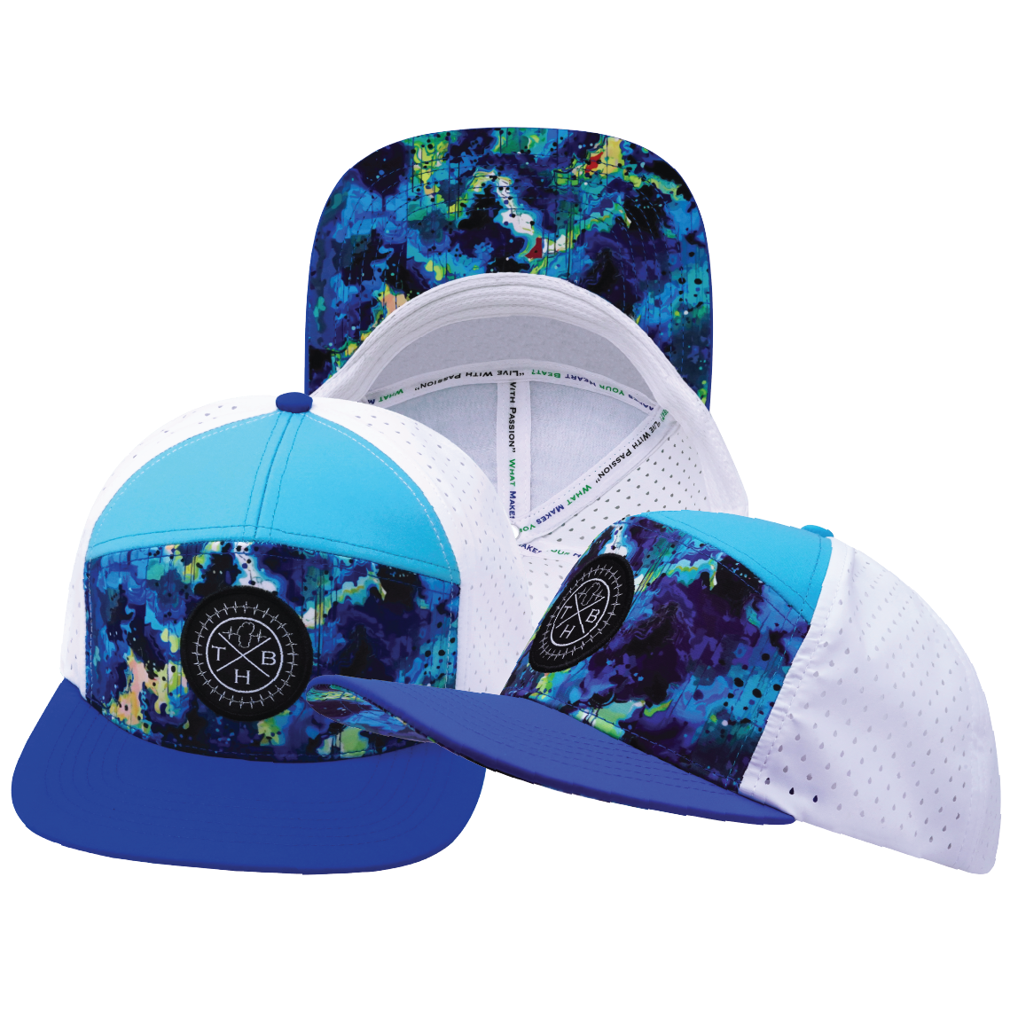 **YOUTH** THB  - 7 Panel - Starry Bright - Blue / Neon Green Blue / White - Laser Mesh (Unisex)