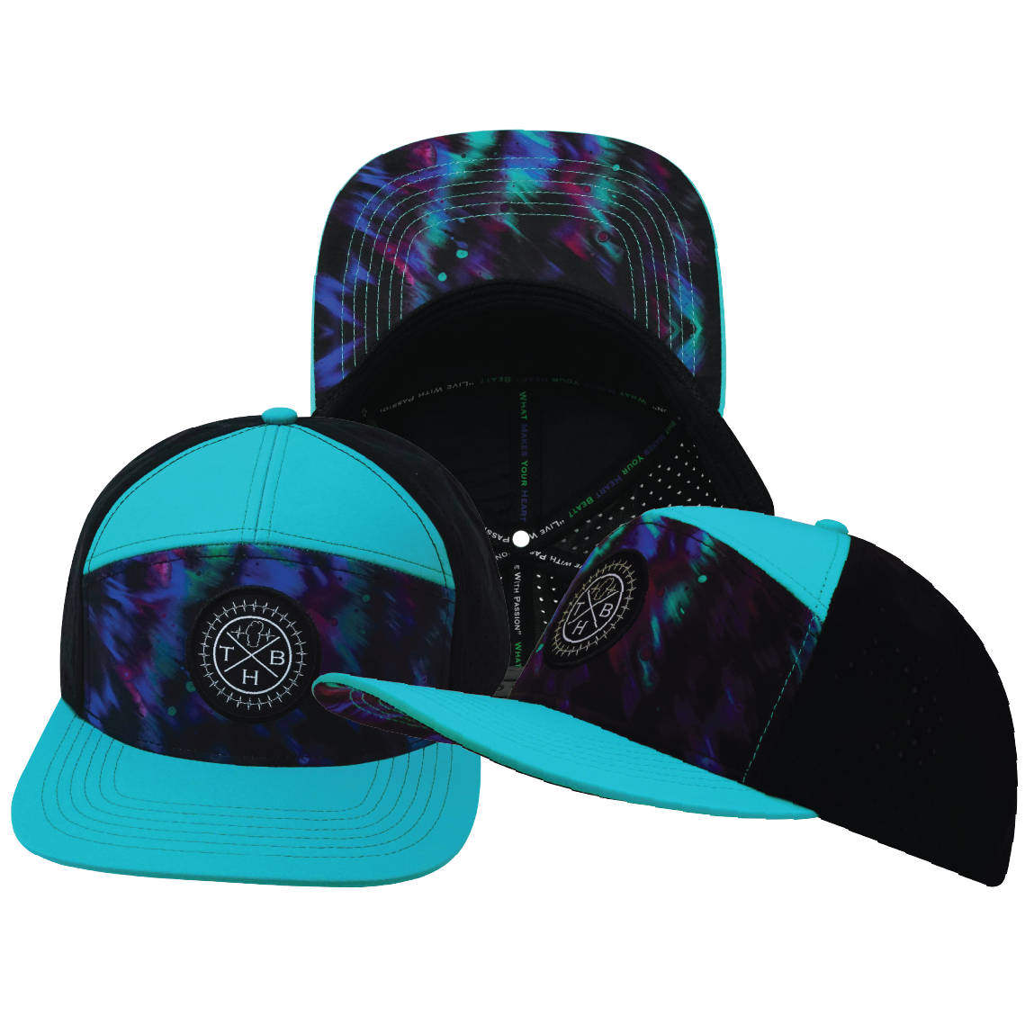 **YOUTH** THB  - 7 Panel - Space Dust - Neon Green Blue / Black - Laser Mesh (Unisex)