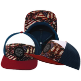 **YOUTH** THB  - 7 Panel - Silk Flag - Dark Red / White / Navy - Laser Mesh (Unisex)