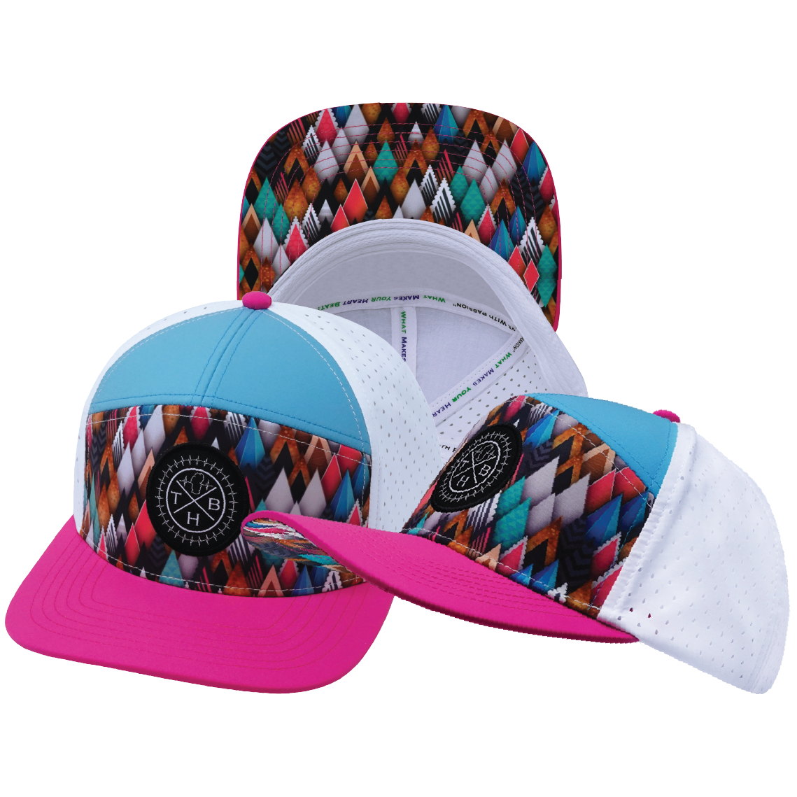THB - 7 Panel - Neon Peaks - Neon Pink / Neon Green Blue / White - Laser Mesh (Unisex)