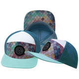THB - 7 Panel - Mosaic Scales - Mint / White / Slate Blue - Laser Mesh (Unisex)