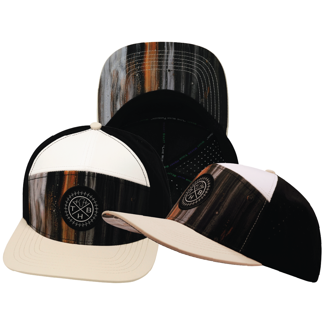 **YOUTH** THB  - 7 Panel - Mystic Tree - Cream / White / Black - Laser Mesh (Unisex)