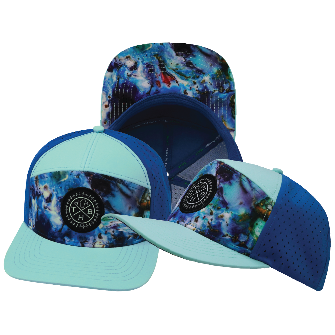 **YOUTH** THB  - 7 Panel - Nebula - Mint / Blue - Laser Mesh (Unisex)